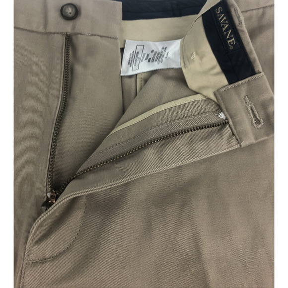 Savane Men's Chino Pants 34 x 30 Flat Front Straight Fit Khaki Dress Pants NEW - Picture 6 of 10